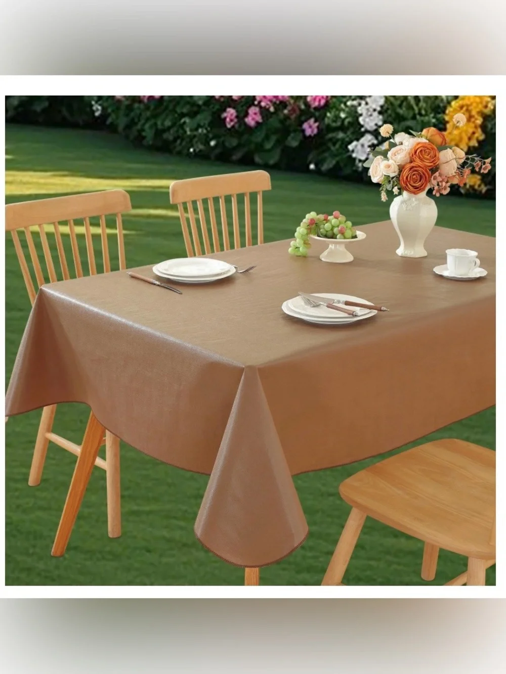 Vinyl Tablecloth Waterproof RECTANGULAR 120x60”  DARK COFFEE